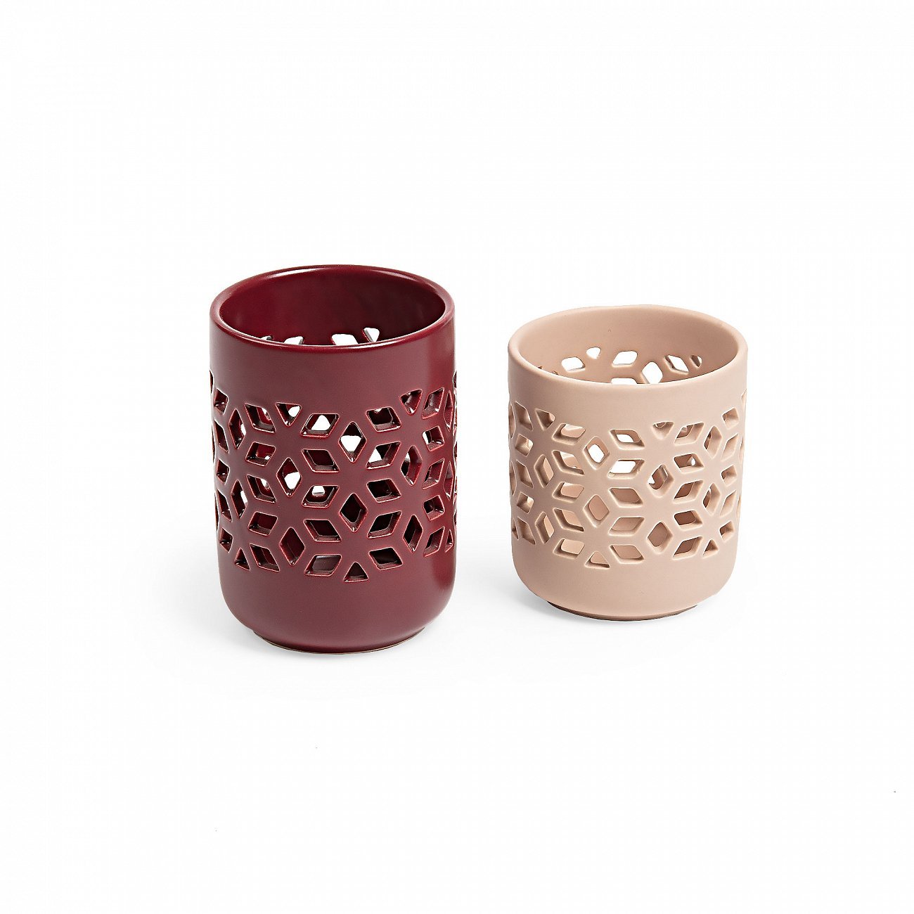 Подсвечники керамические 2шт бордовый с бежевым Locust от La Forma LA FORMA LOCUST 00-3865134 Бежевый;красный  - Вид №1