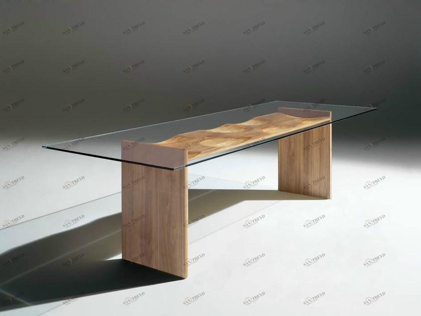 Casamania & Horm Прямоугольный стол из дерева и стекла Ripples sun-id-1459292