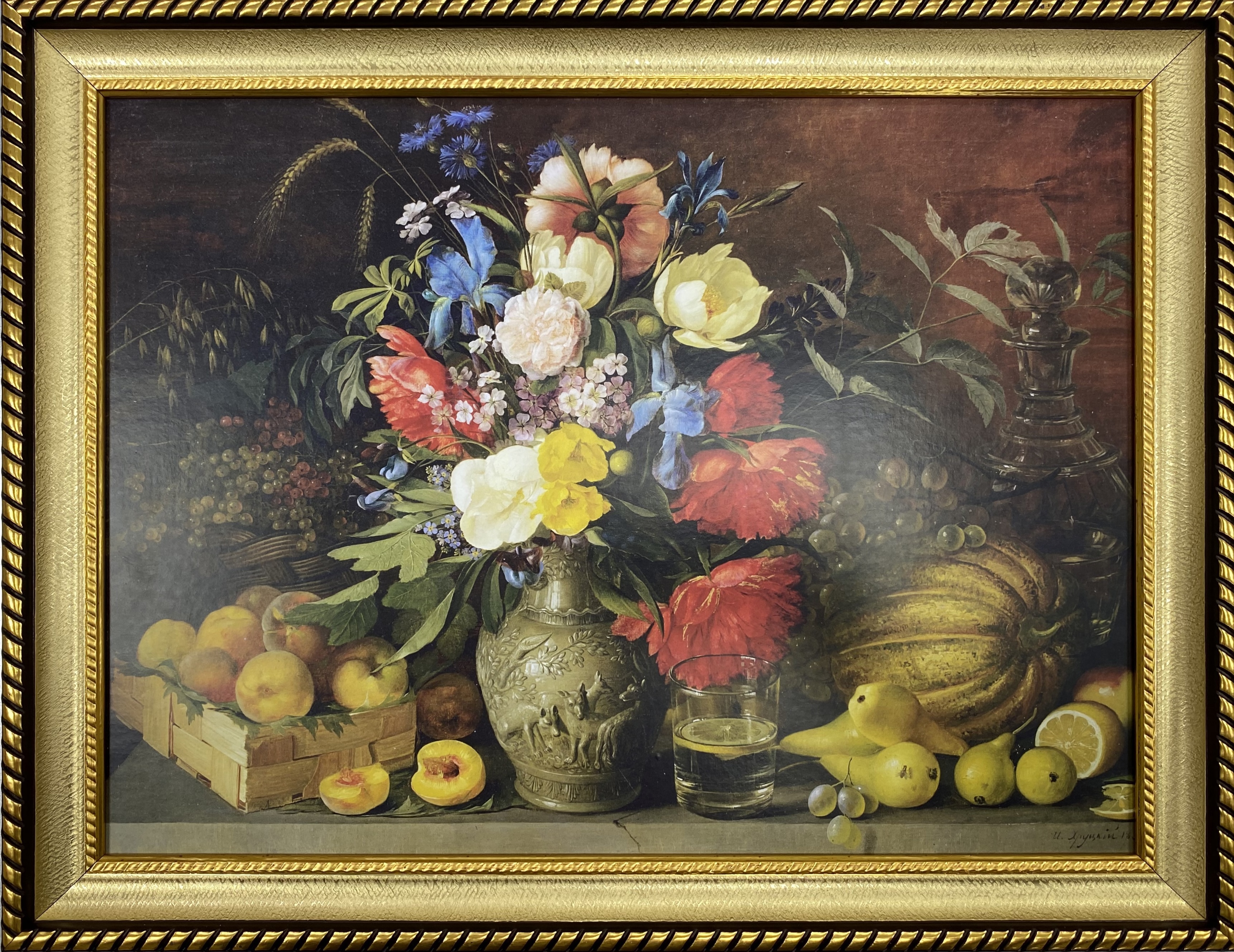 91071679 Репродукция картины И.Ф. Хруцкого "Цветы и плоды" 46x36 см STLM-0468695 ЦИ АДАМАНТ