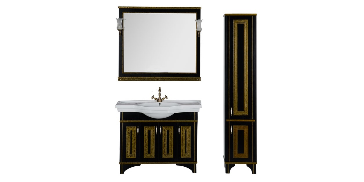 Комплект мебели Aquanet Валенса 110 черный краколет/золото 00180449 - Вид №1