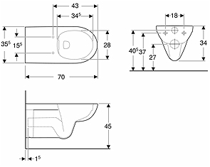 607500009 Подвесной унитаз настенный Белый IFO  Швеция  - Вид №1