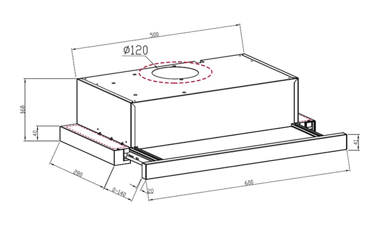1091950 Вытяжка телескопическая LEX HUBBLE G 600 белый/белый STDN-0090201 - Вид №10