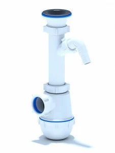 Сифон для кухонных моек АНИ Грот 1 1/2"х40мм с отводом для стиральной машины A1000