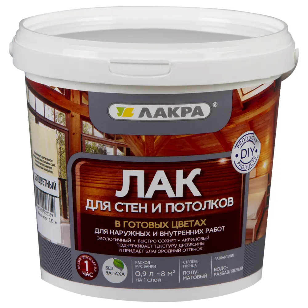 Лак тонированный для стен и потолка Лакра бесцветный 0.9 л STLM-2196281 - Вид №2