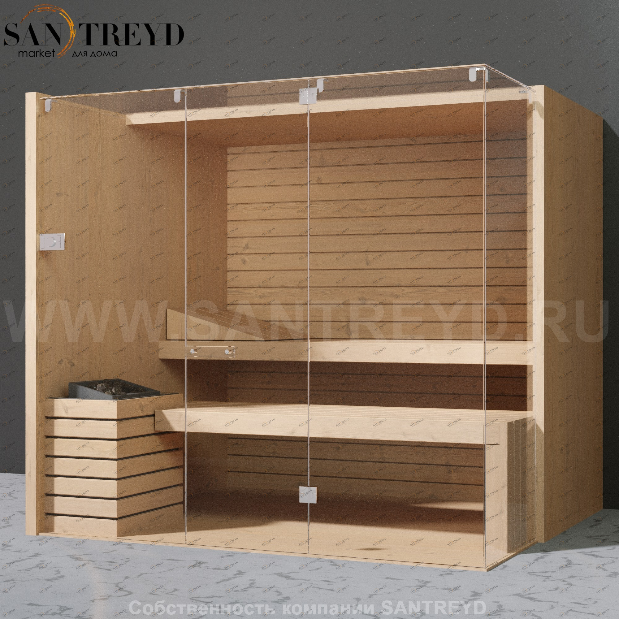 Effegibi SKY CORNER 105 SA55400028 Сауна. Мощность: 10,5 кВт макс. Размеры: длина 230 см, ширина 200 см. Отделка: канадский хемлок.