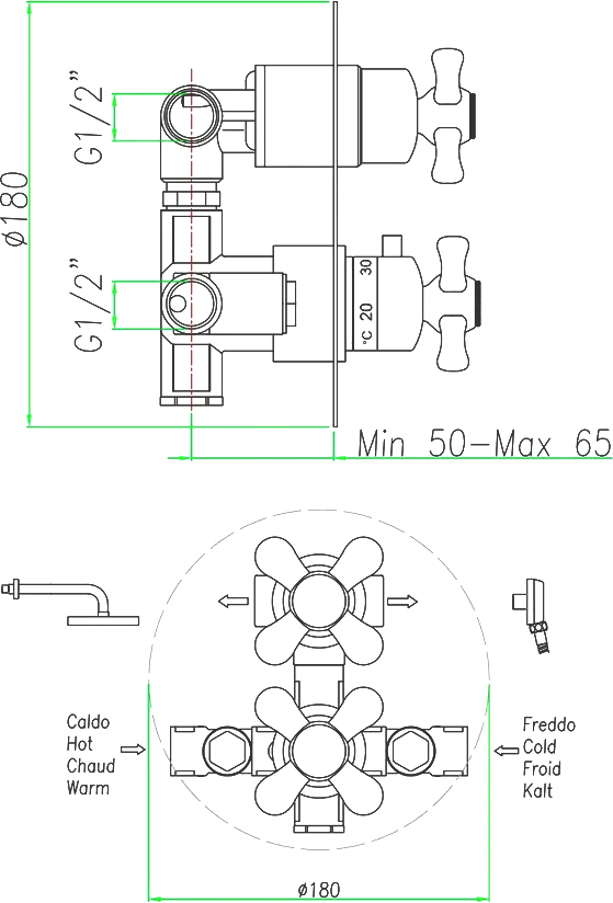 AM970903065 Смеситель для душа , бронза Webert Armony - Вид №1