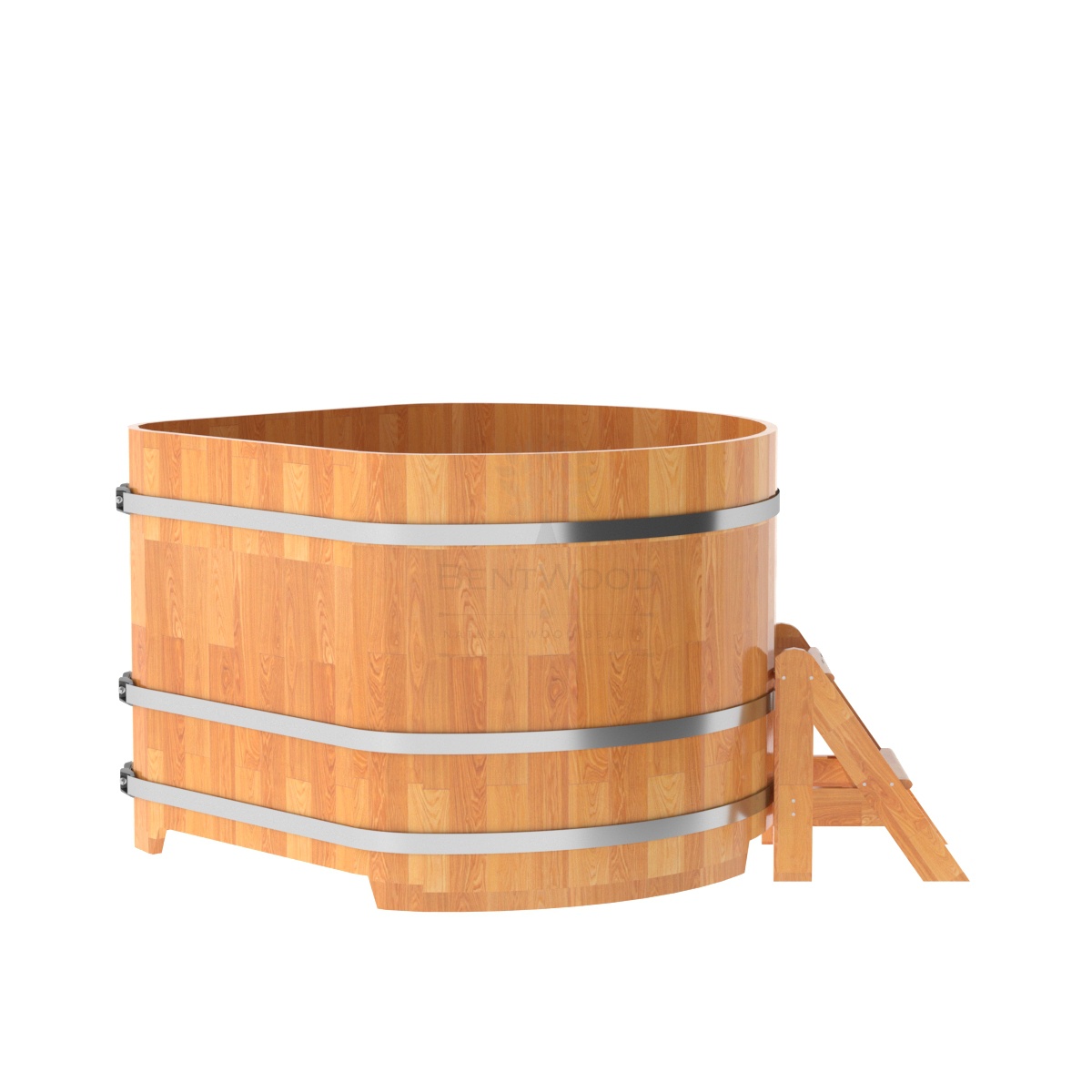 1582 Купель угловая из сращенных ламелей лиственницы 1,37х1,37х1,0 натуральная Alyarus  - Вид №3