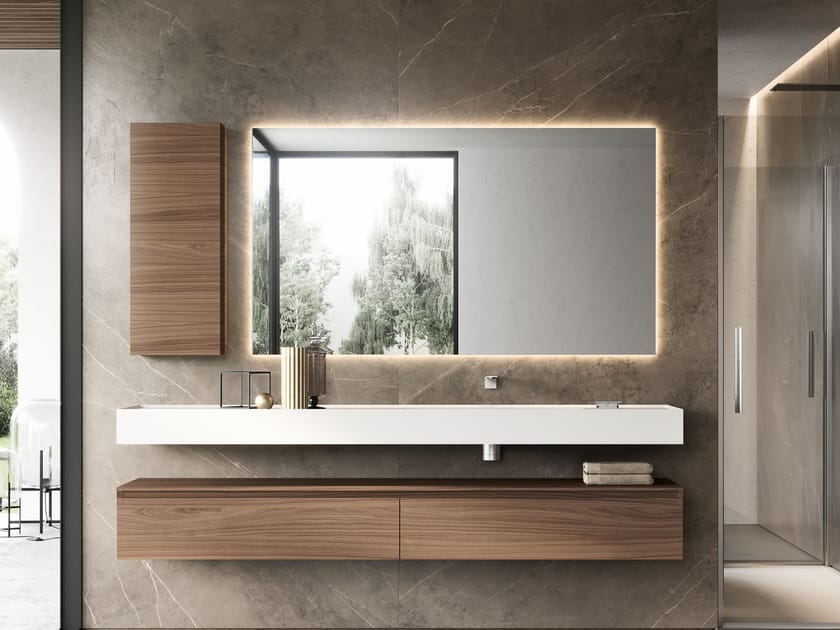 Шкаф для раковины из грецкого ореха с ящиками Ideagroup Cubik ARCH-00150206