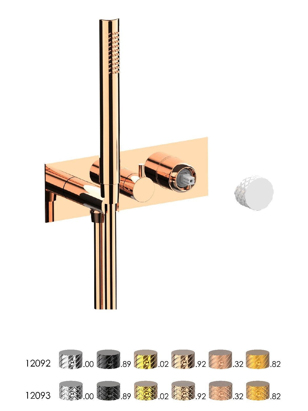 Настенный смеситель для ванны с 3 отверстиями и ручным душем Rubinetterie Frattini отдельная эстетика ARCH-00105690 - Вид №6