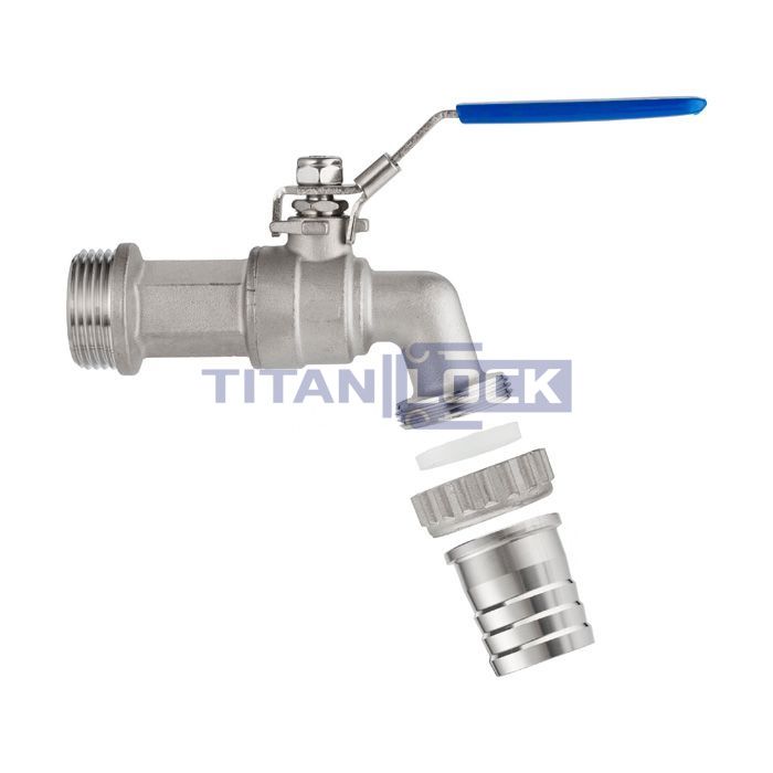 Кран шаровый водоразборный со штуцером, резьба BSP 3/4", нерж.сталь, TL75BCV TITAN LOCK  - Вид №4