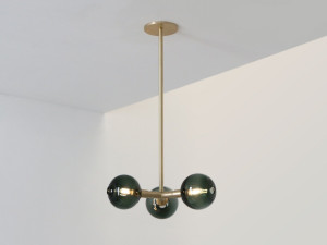 Подвесной светильник из латуни и выдувного стекла