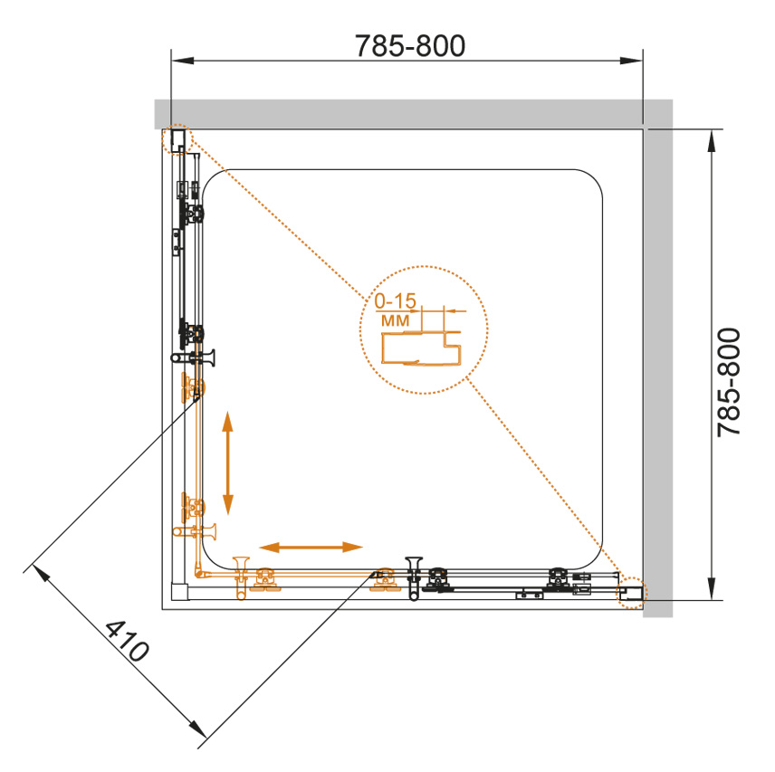 Душевой уголок CEZARES ECO-O-A-2-80-C-Cr - Вид №9