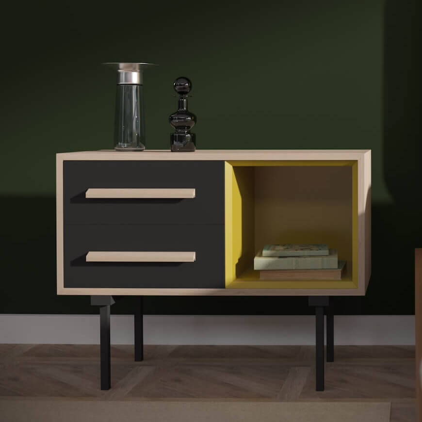 Тумба с ящиками черно-желтая Twin BRAGIN DESIGN  256519 Бежевый  - Вид №1