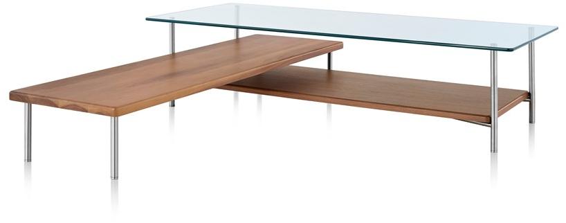 Herman Miller Г-образный журнальный столик из металла и стекла с полкой Layer sun-id-1373540 - Вид №2