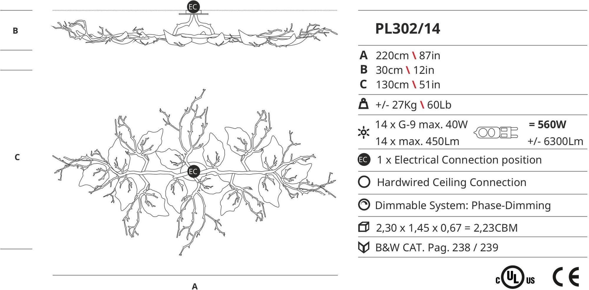 Serip Бронзовый потолочный светильник ручной работы Outono Pl302/14 - Вид №1