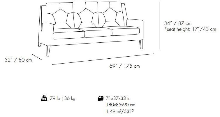 Mambo Unlimited Ideas 3-х местный кожаный диван Geo sun-id-1470322 - Вид №1