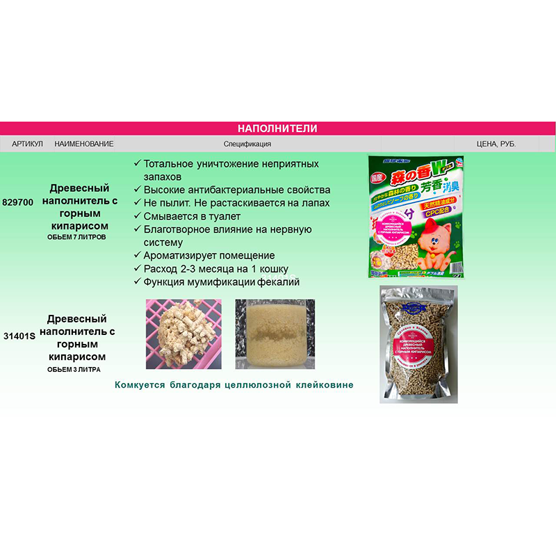 ПР0051191 Наполнитель для кошачьего туалета комкующийся с хиноки 7л Japan Premium Pet  - Вид №4