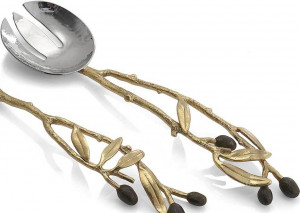 10558720 Michael Aram Набор сервировочных предметов Michael Aram Золотая оливковая ветвь 29см, сталь нержавеющая, 2шт Сталь нержавеющая