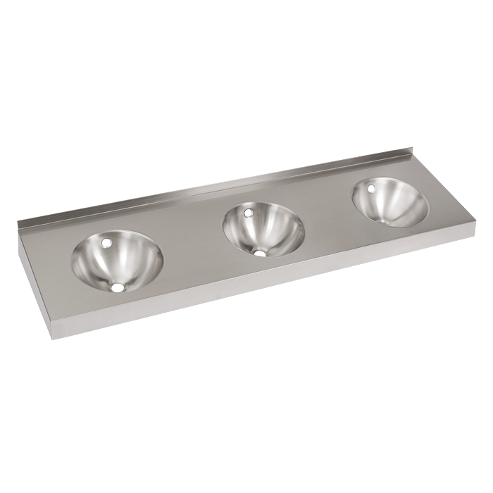 93200 Нержавеющий подвесной умывальник с 3 чашами без облицовки SANELA 