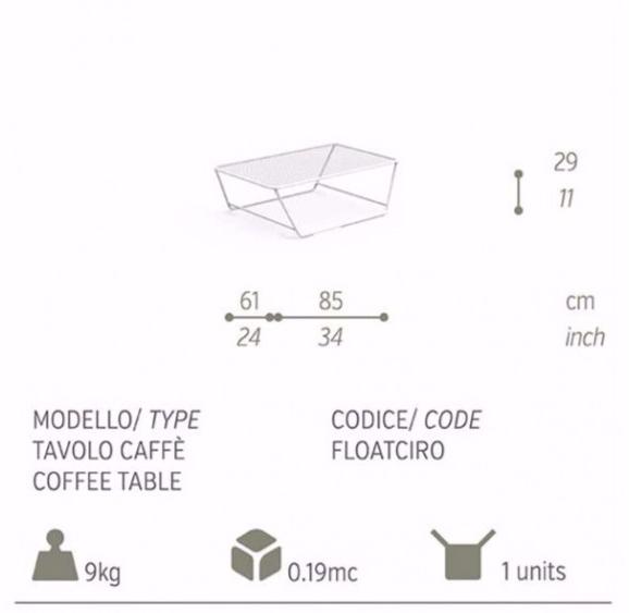Talenti Низкий прямоугольный столик для сада из стали Float Floatciro - Вид №3