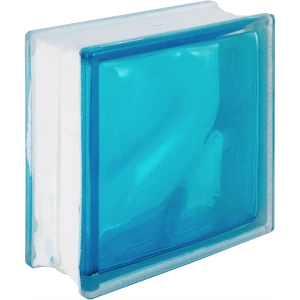 Стеклоблок Волна цвет ярко-бирюзовый полуматовый