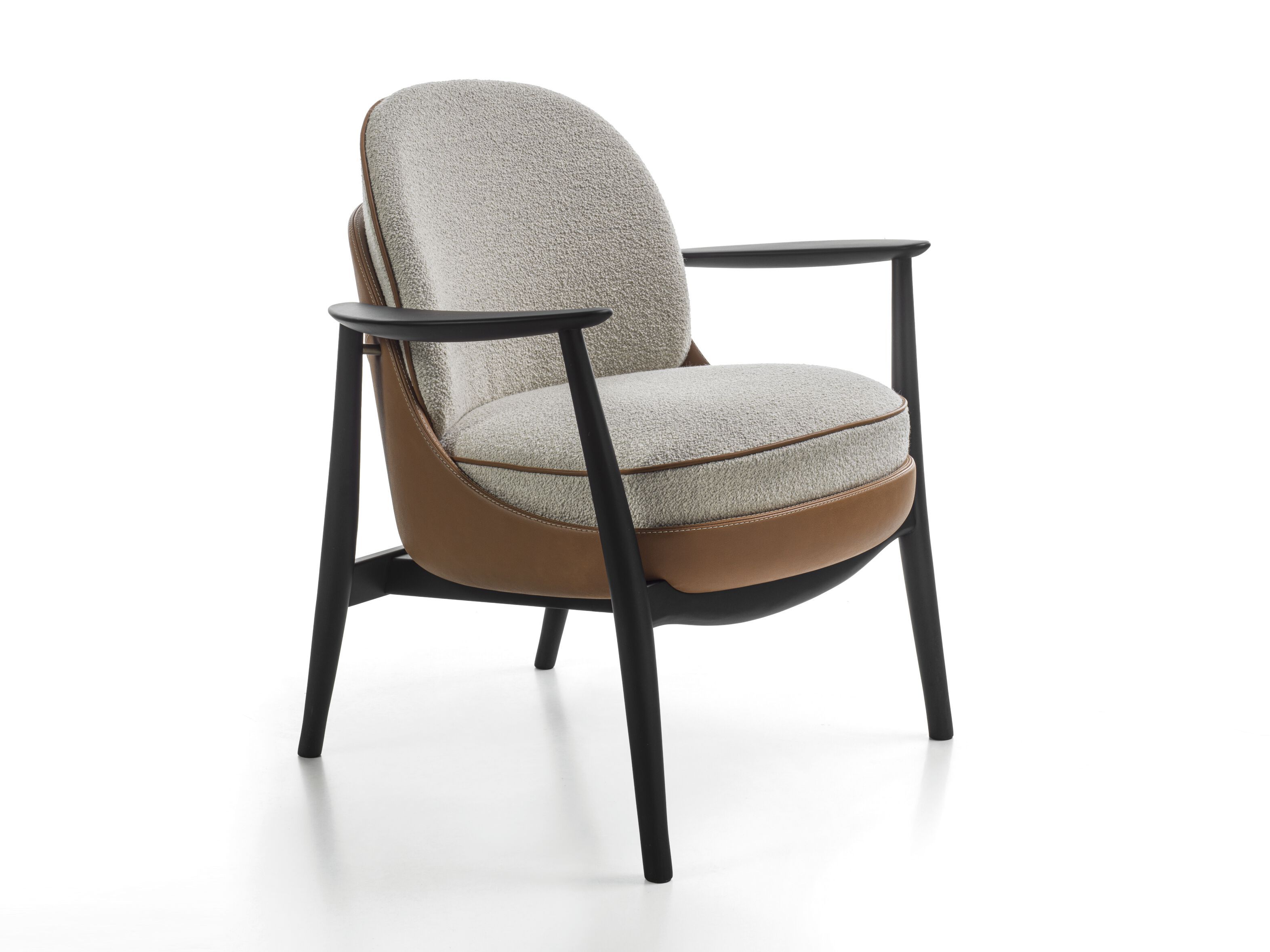 Кресло из ткани и кожи с подлокотниками Porada Twenty-Four ARCH-00043069