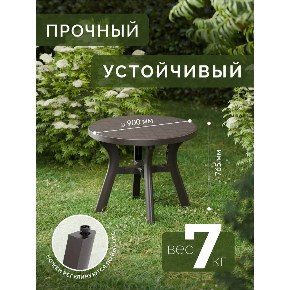 Стол садовый Атлант 90x90x77 см пластик мокко 89400283 STLM-2163995 Santreyd - Вид №4