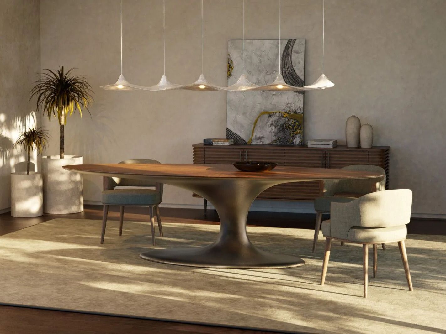 Овальный обеденный стол из стекловолокна и шпона GANSK JADE ARCH-00103800 - Вид №5