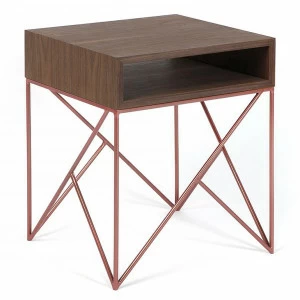 Тумбочка прикроватная американский орех с медью Prince copper INTELLIGENT DESIGN  260724 Коричневый