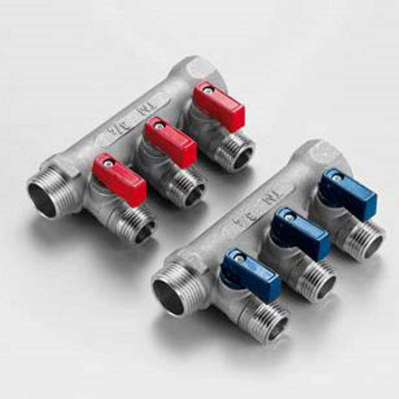 Коллектор НВ 1" с кранами никелированный TIEMME 3 выхода 1/2"Н 36мм 1820007