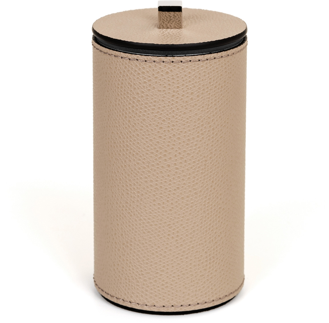 Держатель для ватных дисков Poseidon круглый - Ø 6XH12 см / металл-отделка_золото / зерненая кожа_верблюжий