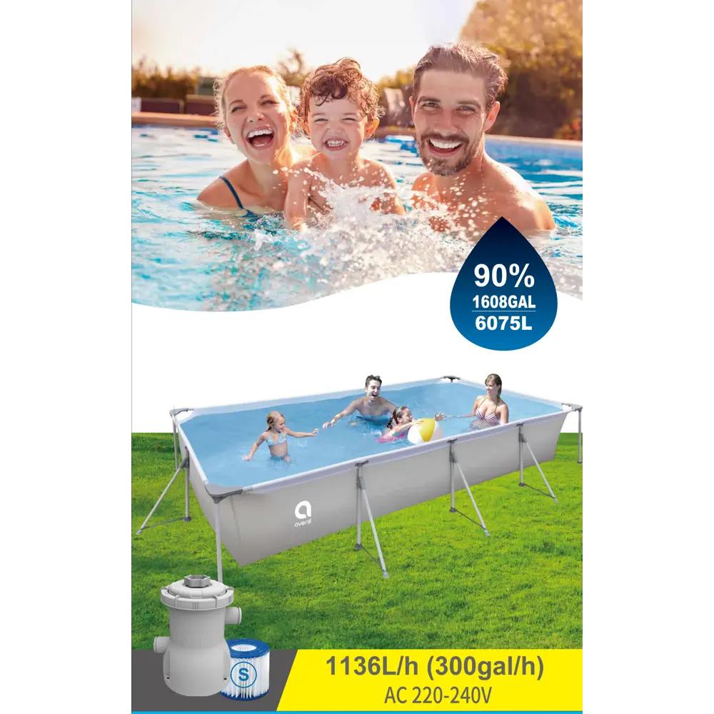 Каркасный бассейн Avenli прямоугольный 6075 л с насосом 89335103 STLM-1568604 - Вид №7