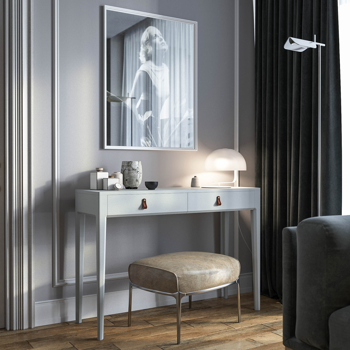 Туалетный столик с ящиками серый, светлый Case THE IDEA  210501 Серый  - Вид №3