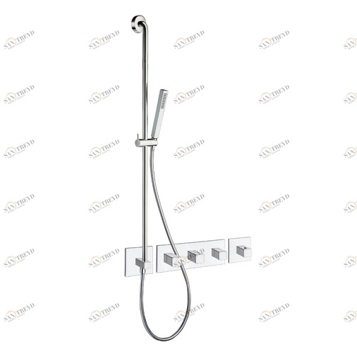 CRIXQ768 Внешние части термостатического смесителя для CRICS719 со скользящей штангой, ручным душем с защитой от накипи, гибким шлангом LONG LIFE и металлической пластиной Cristina Rubinetterie 