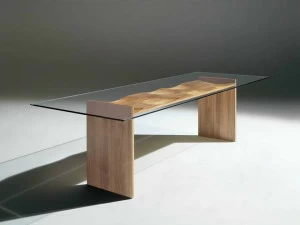 Casamania & Horm Прямоугольный стол из дерева и стекла Ripples