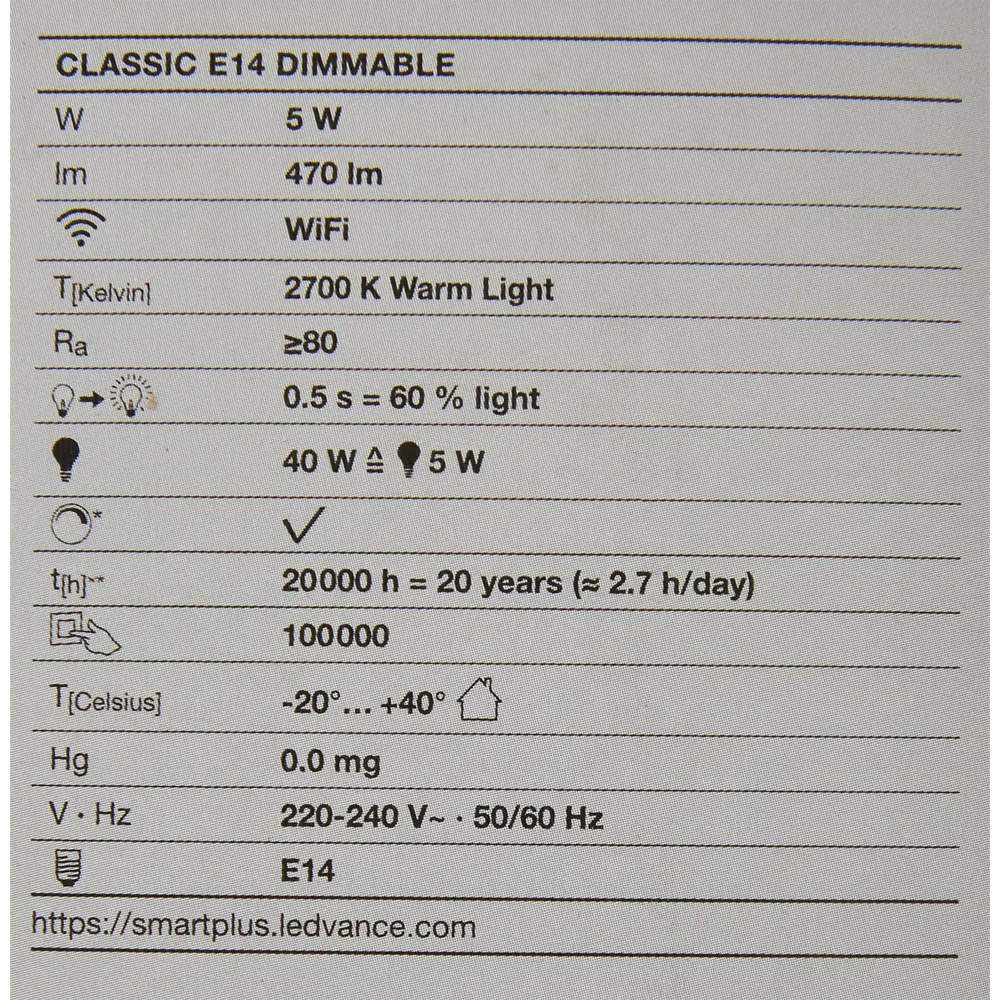 Лампа умная светодиодная Wi-Fi Osram Smart Plus E14 220-240 В 5 Вт шар малый матовая 470 лм теплый белый свет LEDVANCE STLM-2002666 - Вид №5
