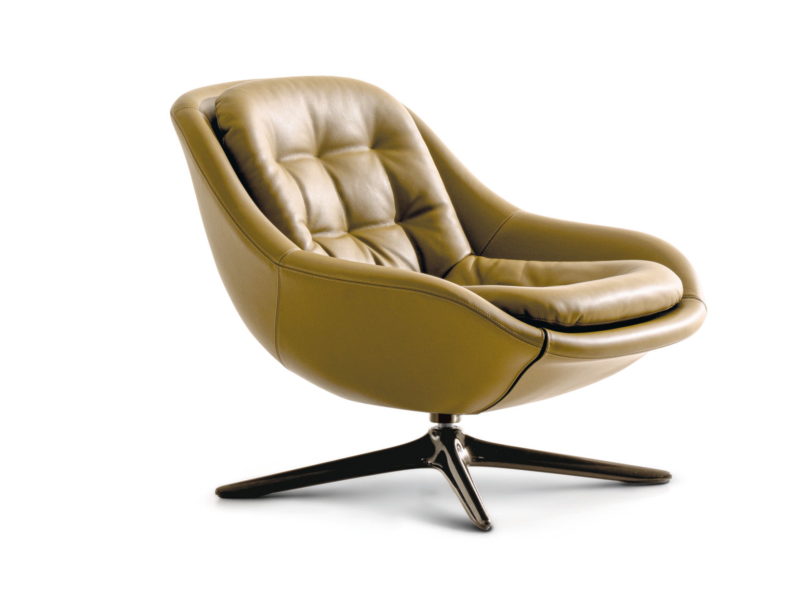 Кожаное вращающееся кресло с подставкой для ног Minotti KENDALL ARCH-00033333 - Вид №1