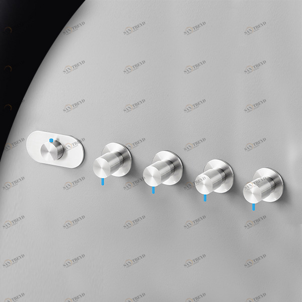 Термостат для душа глянцевая сталь с синей ручкой Toki Radomonte TKI57LCIL26