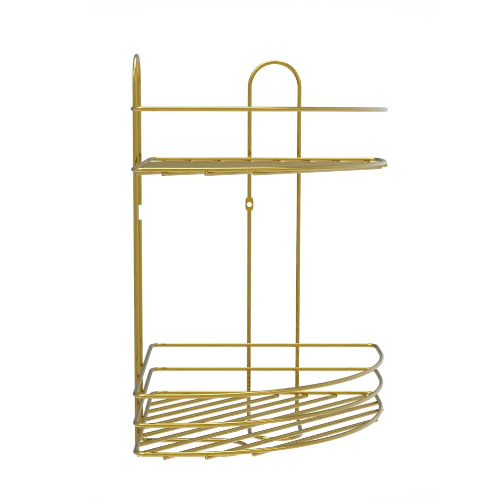 Полка для ванной Lemer Nil двухъярусная 23x23 см металл цвет золото STLM-2001198 - Вид №3