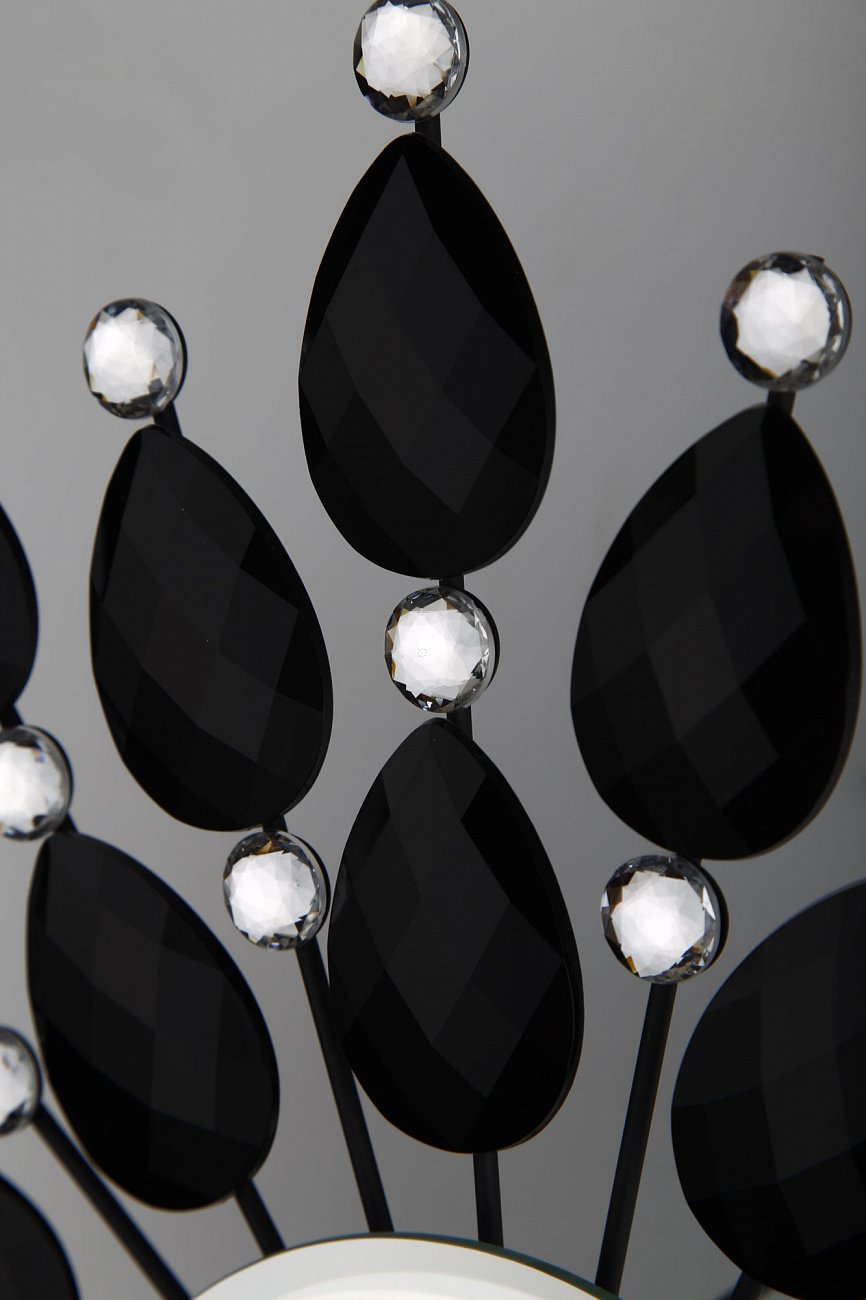 Зеркало-солнце металлическое с черными акриловыми стразами 49 см серебряное Tomas Stern TOMAS STERN ДИЗАЙНЕРСКИЕ 00-3872584 Серебро;черный  - Вид №1