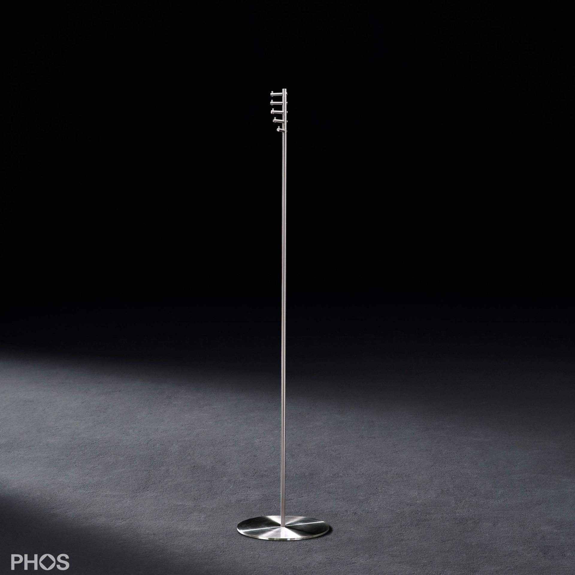 T1E Вешалка для одежды с 5 вращающимися крючками для одежды, основание: нержавеющая сталь. PHOS  - Вид №1