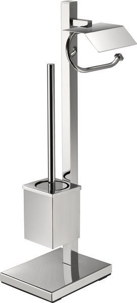 H4015/LCR Sanibano, стойка: ерш металлический квадратный + бумагодержатель с крышкой, цвет хром 