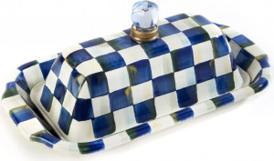 10654518 Mackenzie-Childs Масленка прямоугольная Royal Check Сталь