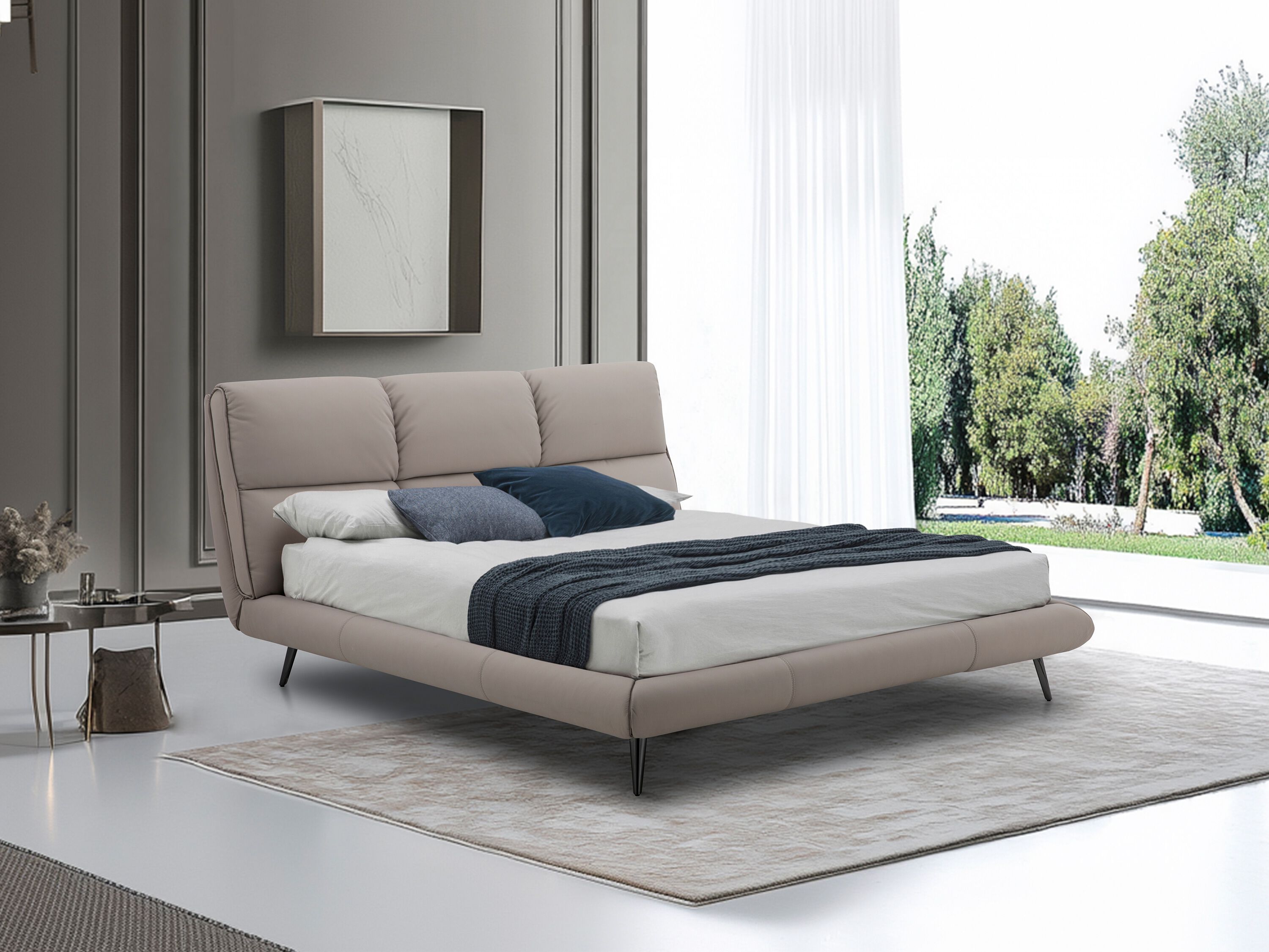 Кожаная мягкая двуспальная кровать CAMPO DE' FIORI LOOM ARCH-00129902