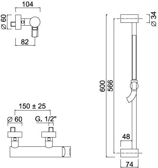 Rubinetteria Giulini Смеситель для душа, однорычажный, с ручным душем Surf F5808ws - Вид №1