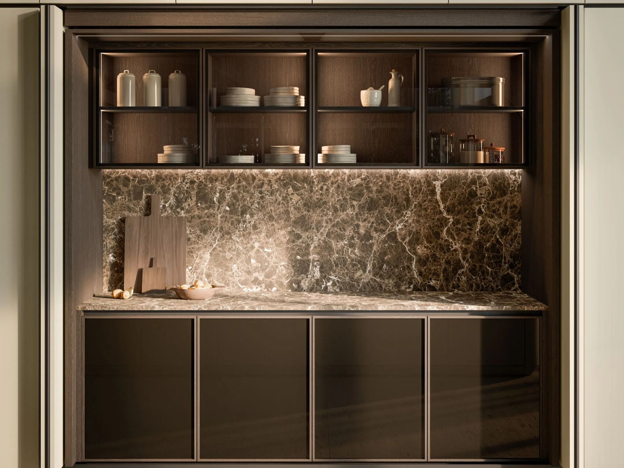 Модульная кухня с анодированной алюминиевой рамой и различными панелями Boffi Xila ARCH-00094053