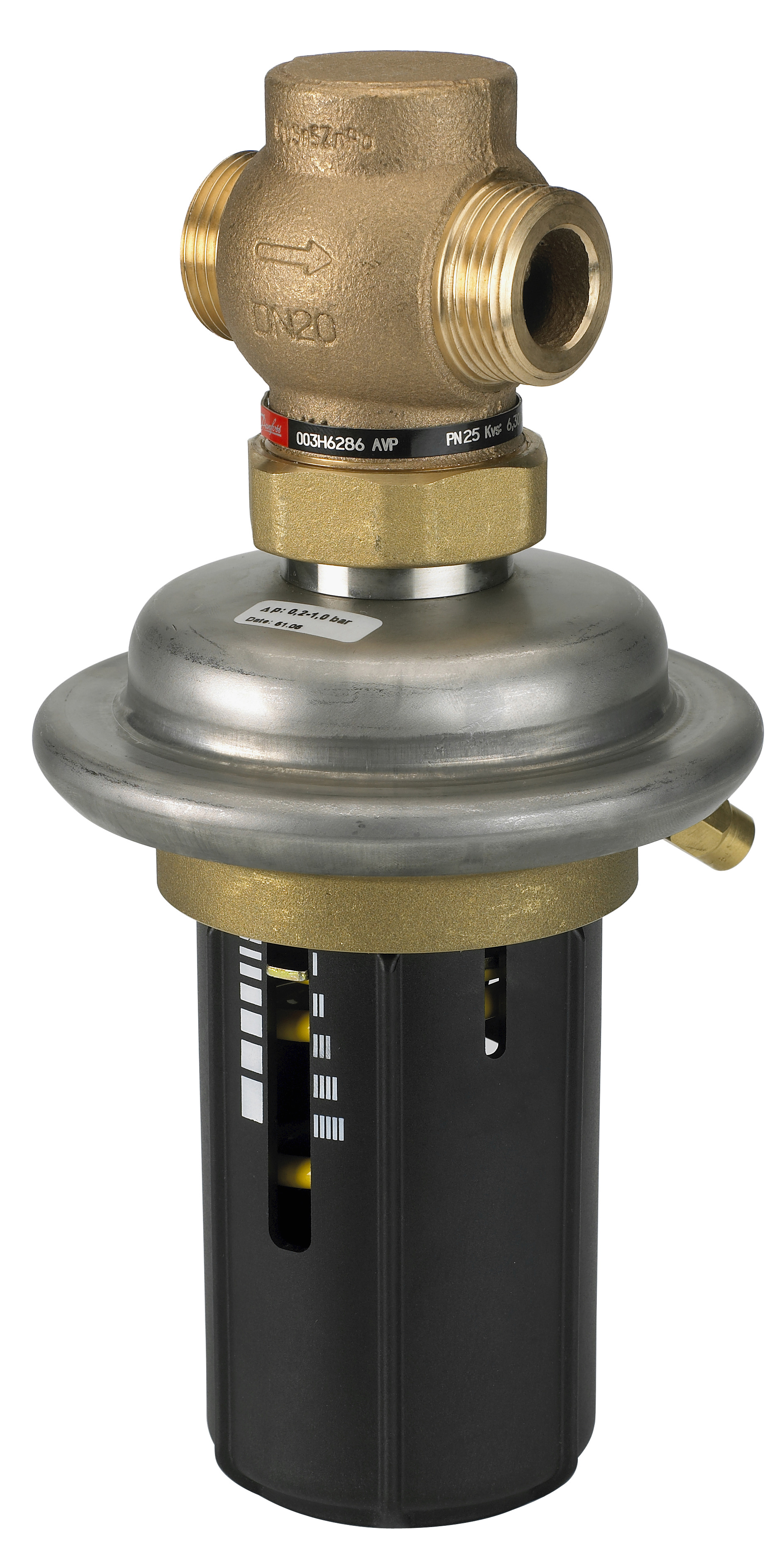 Danfoss Регулятор перепада давлений DPR для монтажа на обратном трубопроводе РПД DPR PN25 15/0,4/0,3-2,0рез./обр. 003H6184  - Вид №25