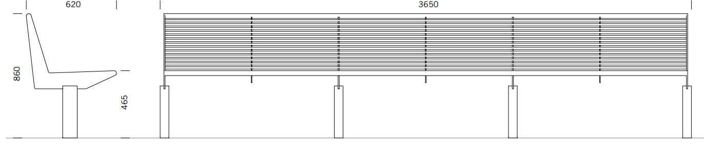 Скамья из нержавеющей стали со спинкой BENKERT BANKE Siardo ARCH-00153140 - Вид №2