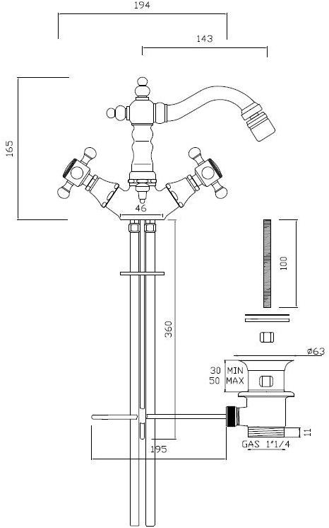BLEU PROVENCE Смеситель для биде на одно отверстие из латуни с отдельными розетками Rubinetti per bidet Rb1053 - Вид №4