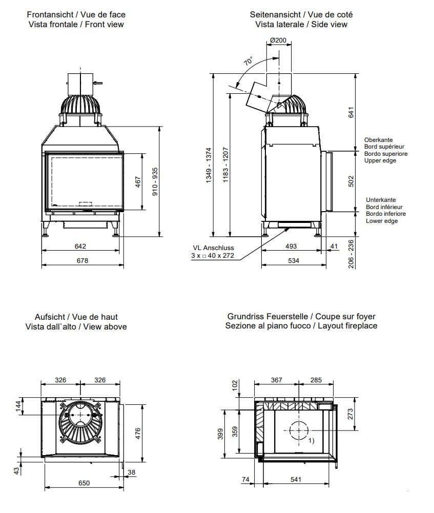 Стальной угловой дровяной камин RÜEGG K ARCH-00120624 - Вид №1